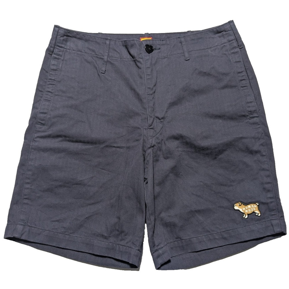 HUMAN MADE Bulldog‎ Embroidered Navy Cotton Chino Shorts - Adult Small EUC